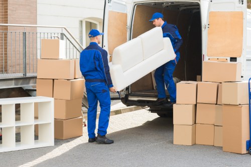 Removal van parked for a Hampstead house move on a local street