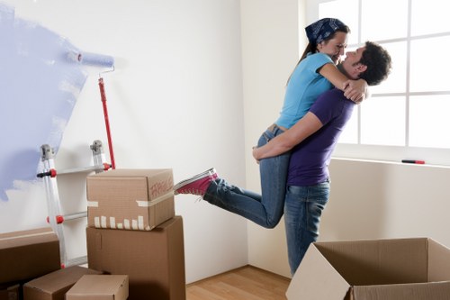 Packed boxes and furniture ready for a Hampstead home move