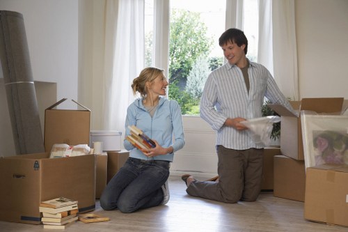 Packing materials and moving boxes prepared for a Hampstead home move